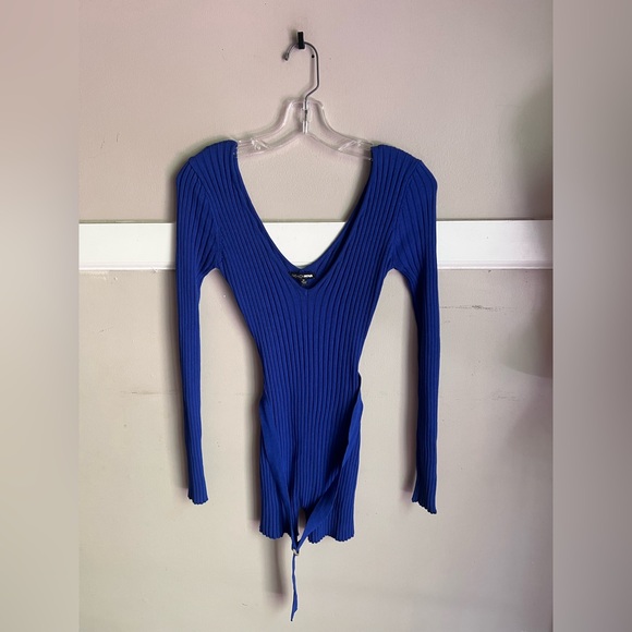 Fashion Nova Pants - Fashion Nova Royal Blue Ribbed Long Sleeve Jumpsuit Romper